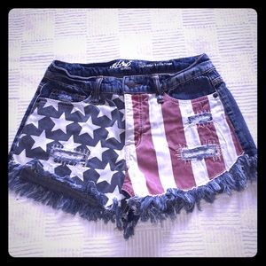 Massiomo Denim American Flag Shorts